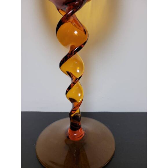 Vintage Empoli Snifter Vase, Twist Stem Onion, MCM Art Glass 13-3/4" - Picture 3 of 6